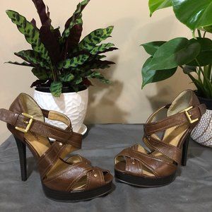 Brown Strappy Sandal Heels